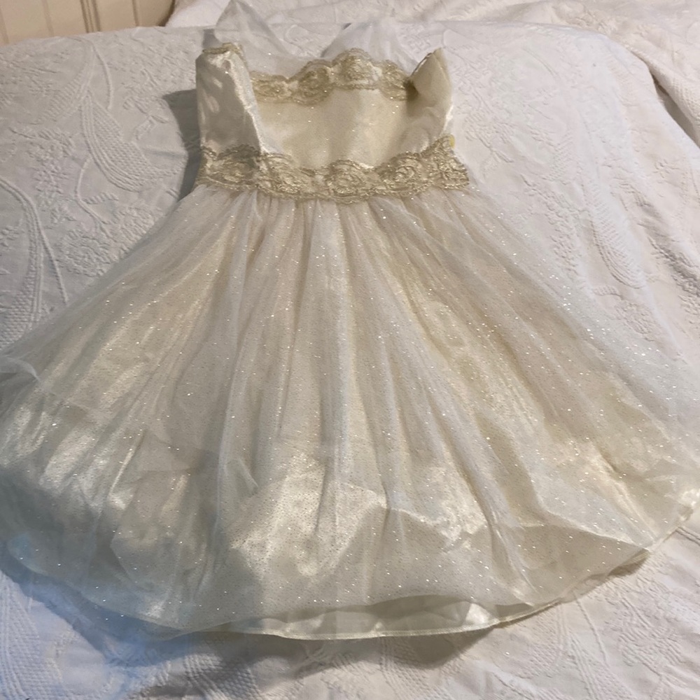 Sheer tank dress cream with gold size 10 girls